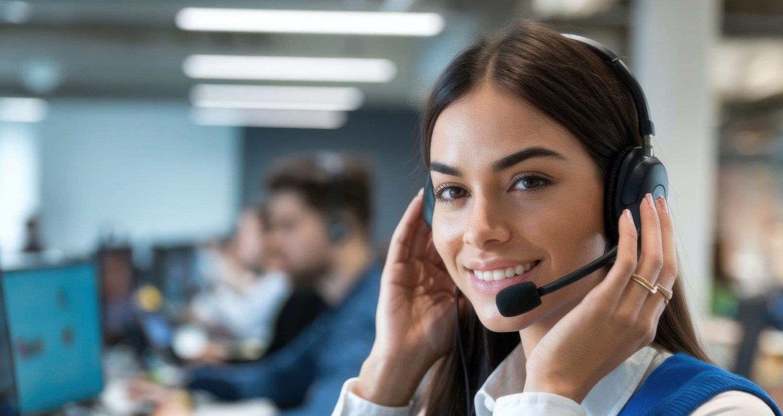 Una persona de atención a clientes ayudando.